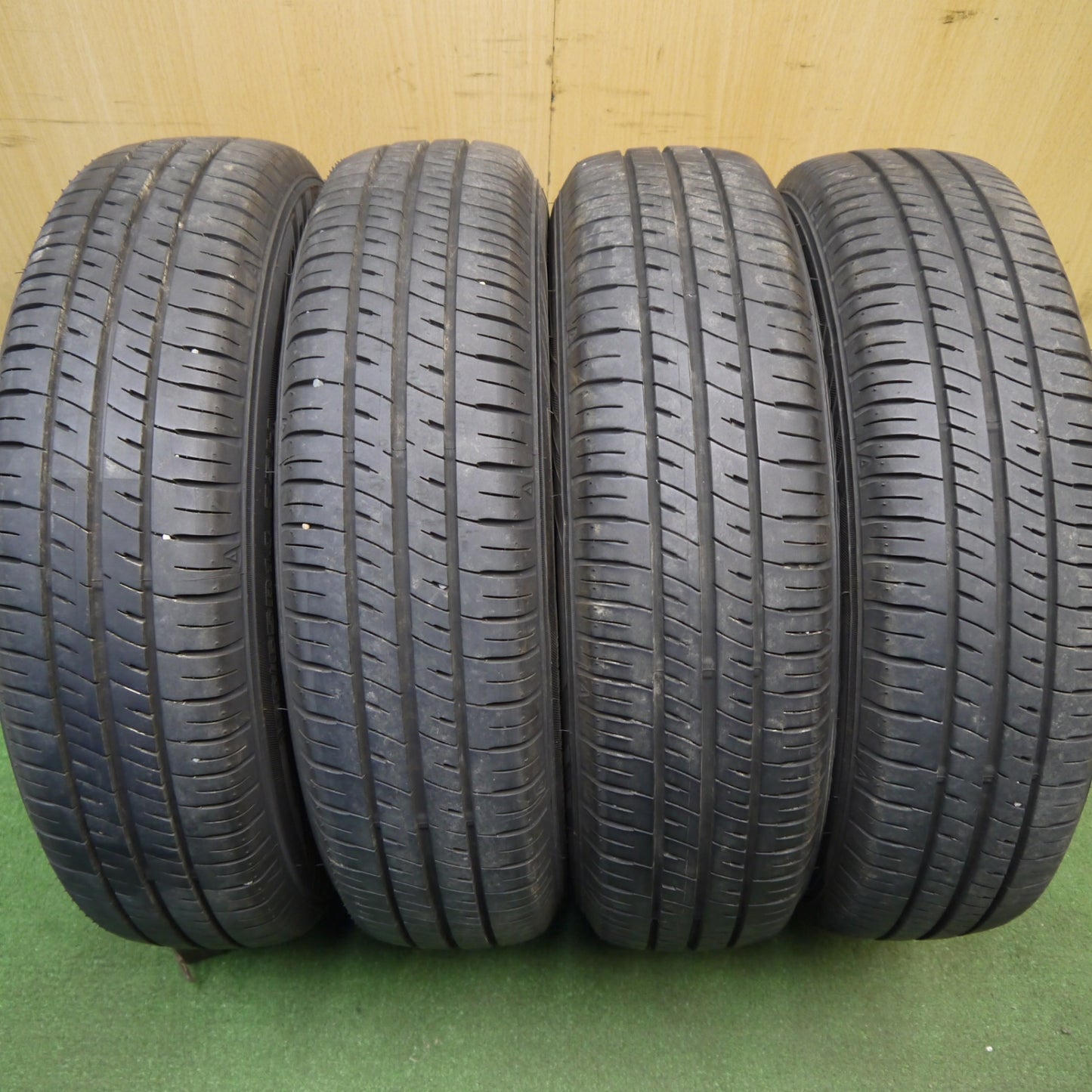 バリ溝！25年！8.5分★155/65R14 オートバックス Maxrun Effcia スチール ホイール 14インチ PCD100/4H★6032309Hノ