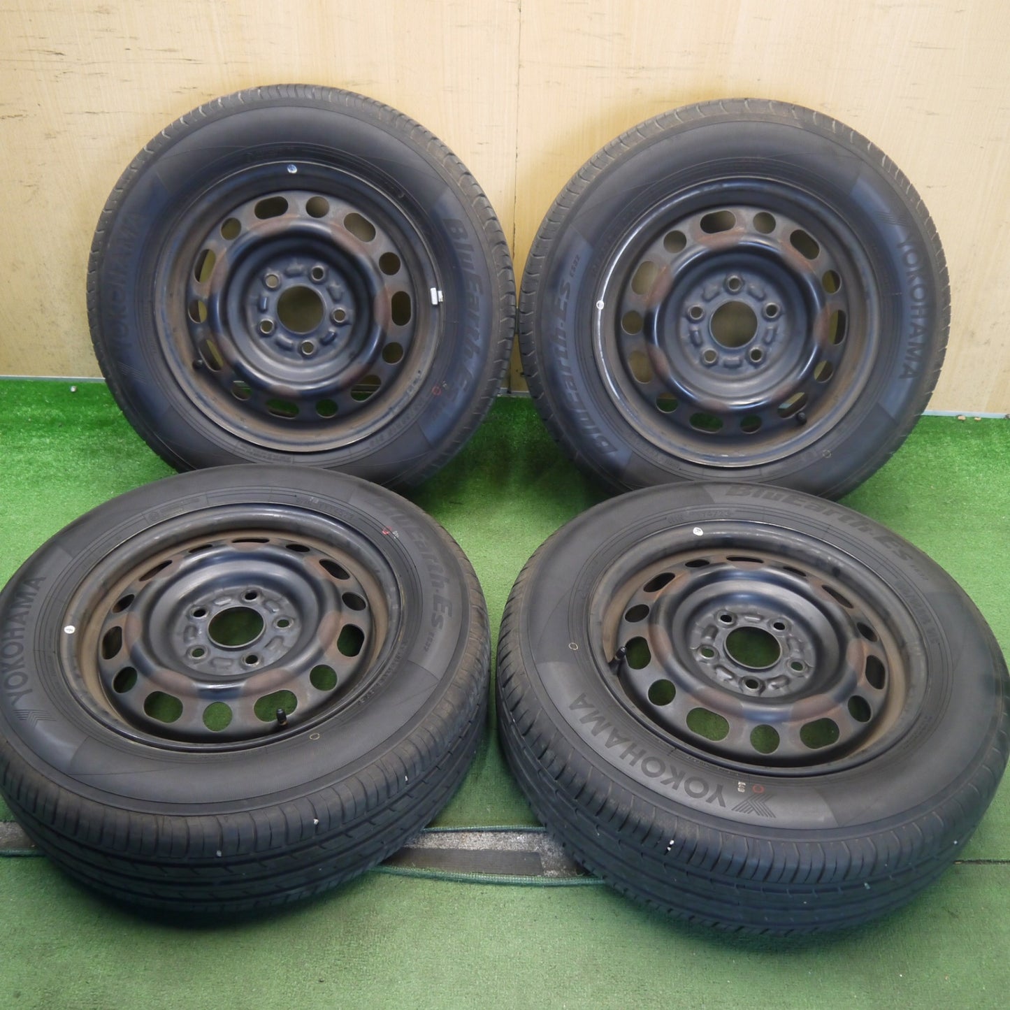バリ溝！23年！9分◎195/65R15 ヨコハマ BluEarth-ES ES32 スチール ホイール ブルーアース 15インチ PCD114.3/5H◎6081001Hノ
