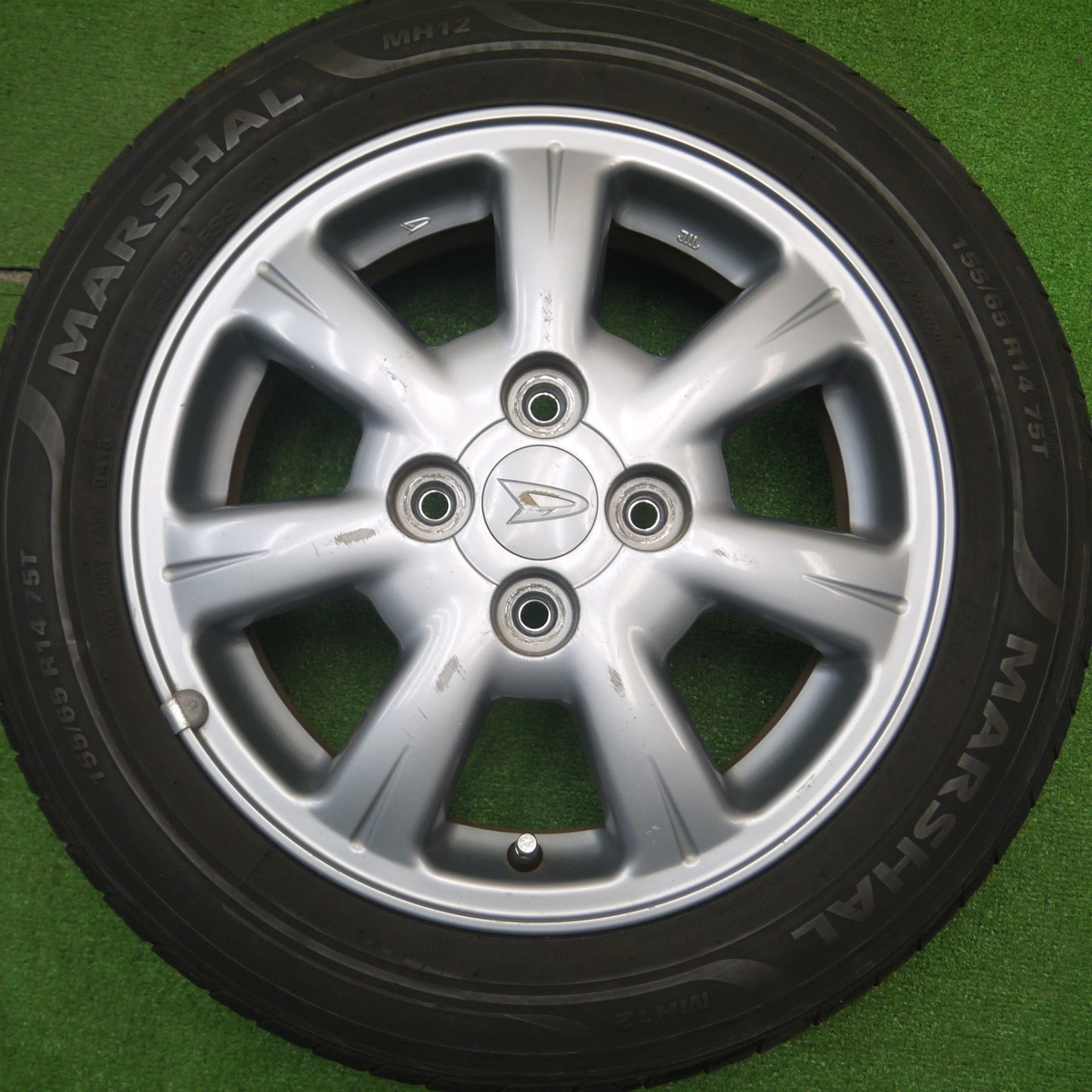 [送料無料] バリ溝！9分★ダイハツ タント ムーヴ 等 純正 155/65R14 マーシャル MH12 14インチ PCD100/4H★4120904Hノ