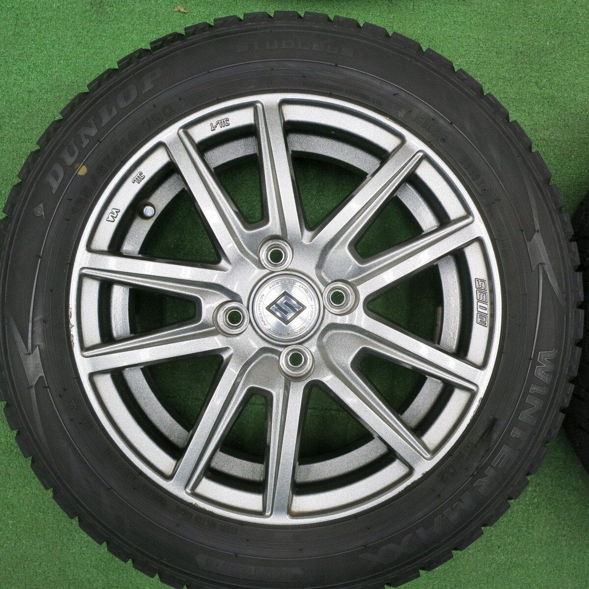 バリ溝！23年！キレイ！9.5分以上★スタッドレス 165/65R14 ダンロップ ウインターマックス WM02 SEIN ザイン 14インチ PCD100/4H★5020304TNス