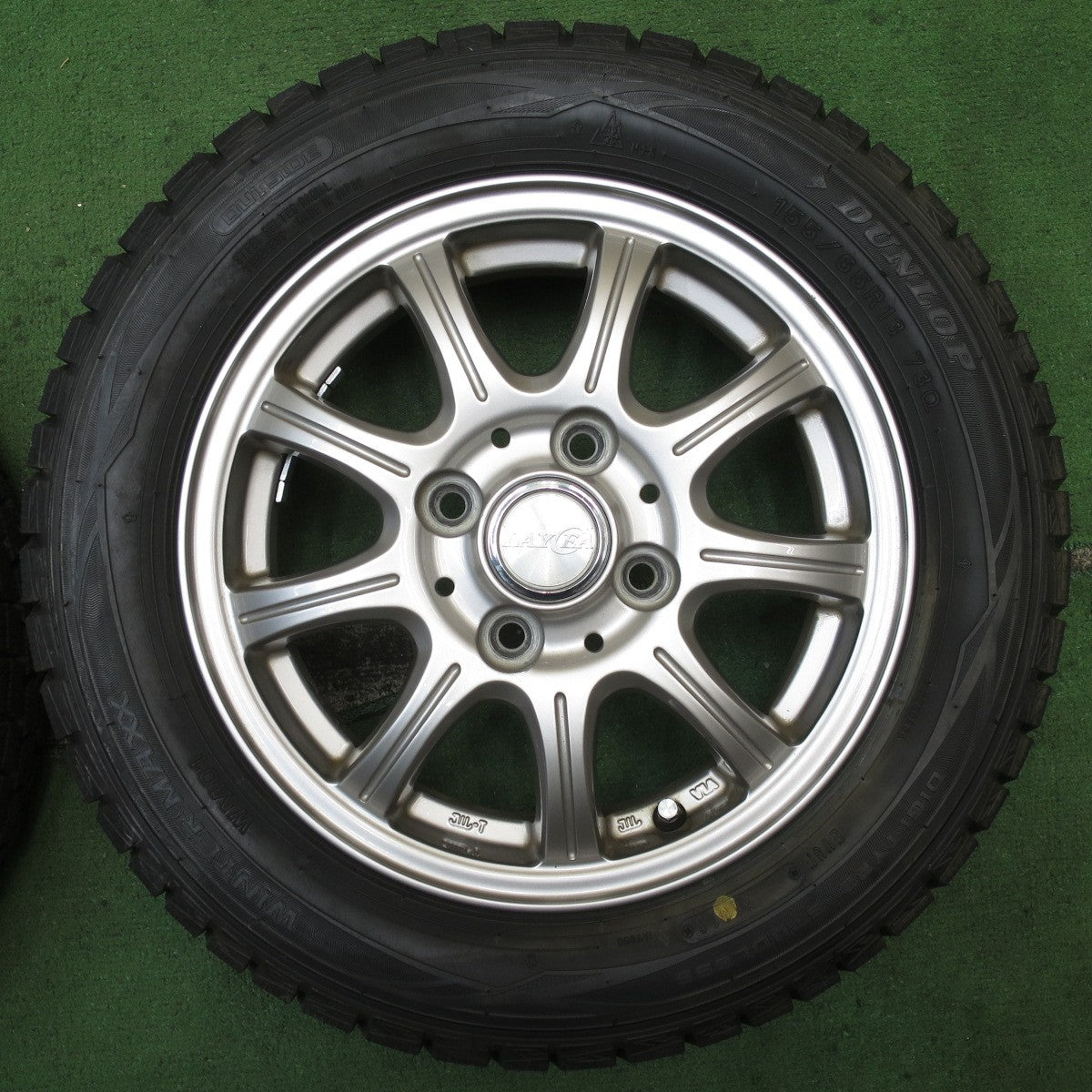 ほぼ未使用！キレイ★スタッドレス 155/65R13 ダンロップ ウインターマックス WM01 LAYCEA レイシア 13インチ PCD100/4H★5081105NJス