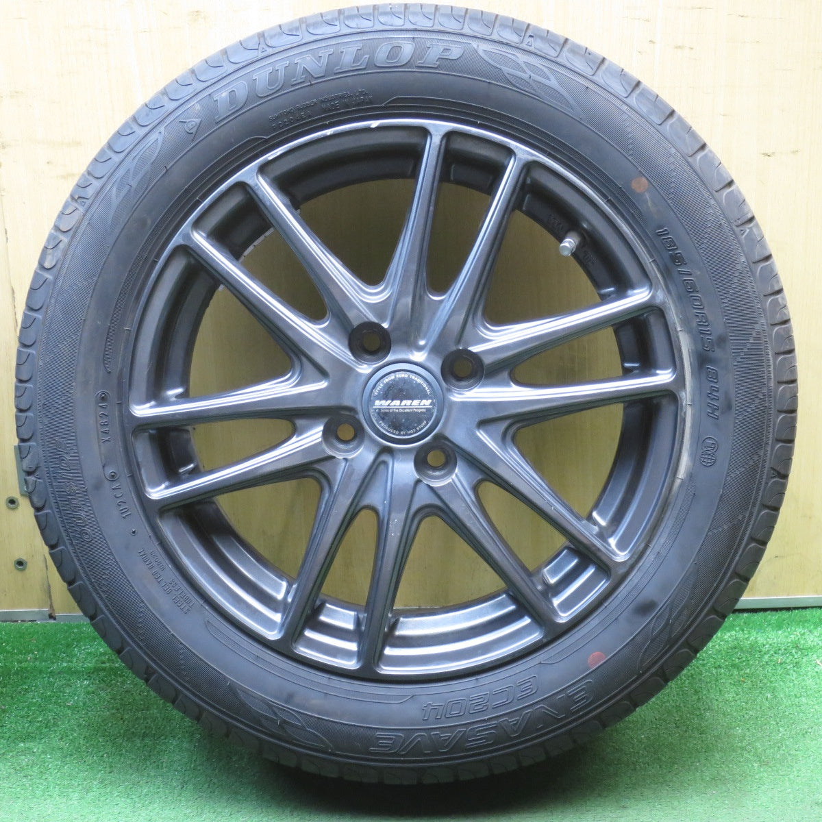 バリ溝！24年！9.5分★185/60R15 ダンロップ エナセーブ EC204 WAREN ヴァーレン 15インチ PCD100/4H★5073004NJノ