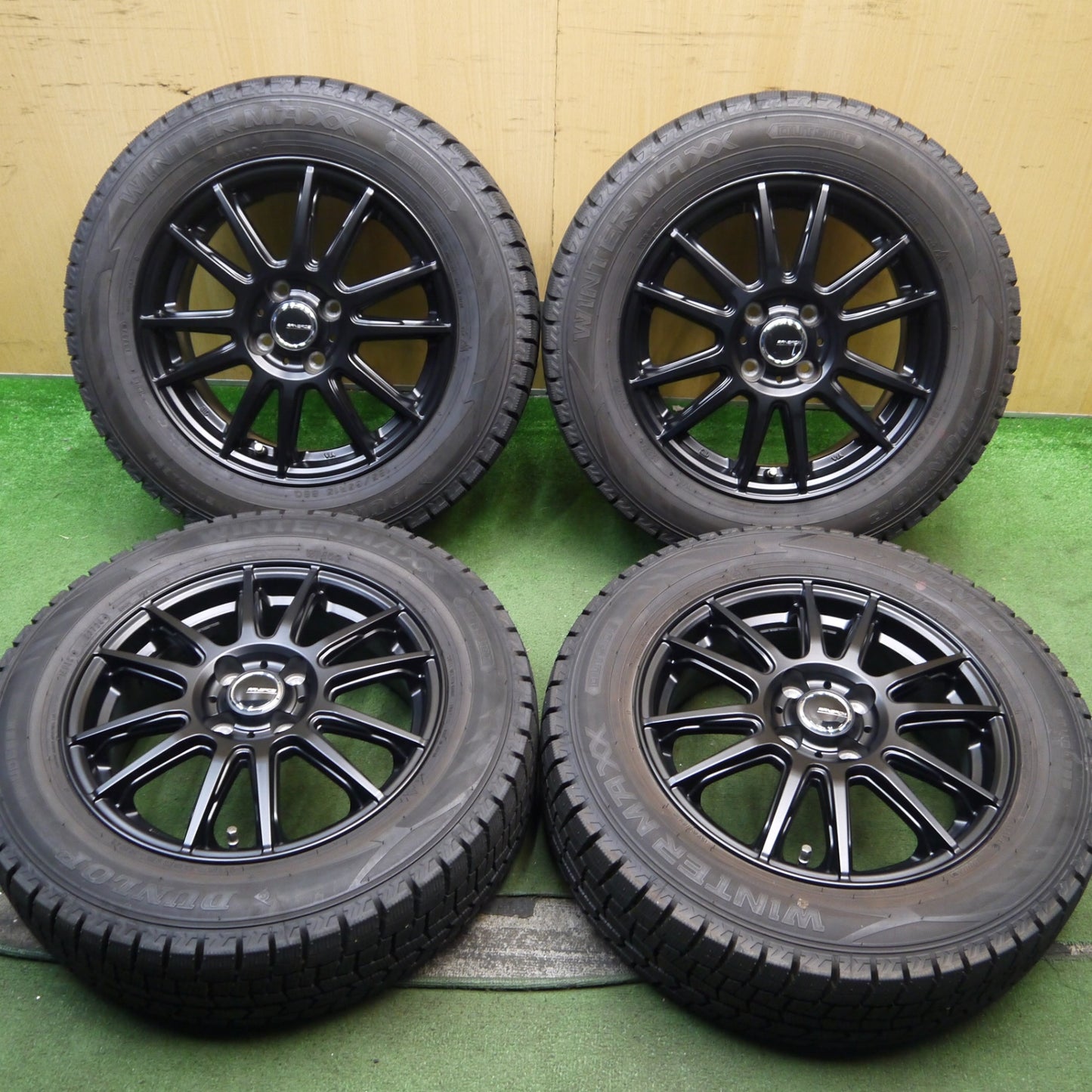 バリ溝！24年！キレイ！9.5分以上★スタッドレス 185/65R15 ダンロップ ウインターマックス WM02 RANBROS ランブロス 15インチ PCD100/4H★5093006Hス