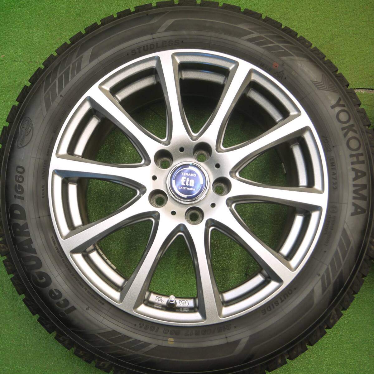 バリ溝！22年！キレイ！9.5分★スタッドレス 215/60R17 ヨコハマ アイスガード iG60 TIRADO Eta LA STRADA ティラード ラストラーダ 17インチ PCD114.3/5H★5011405Hス
