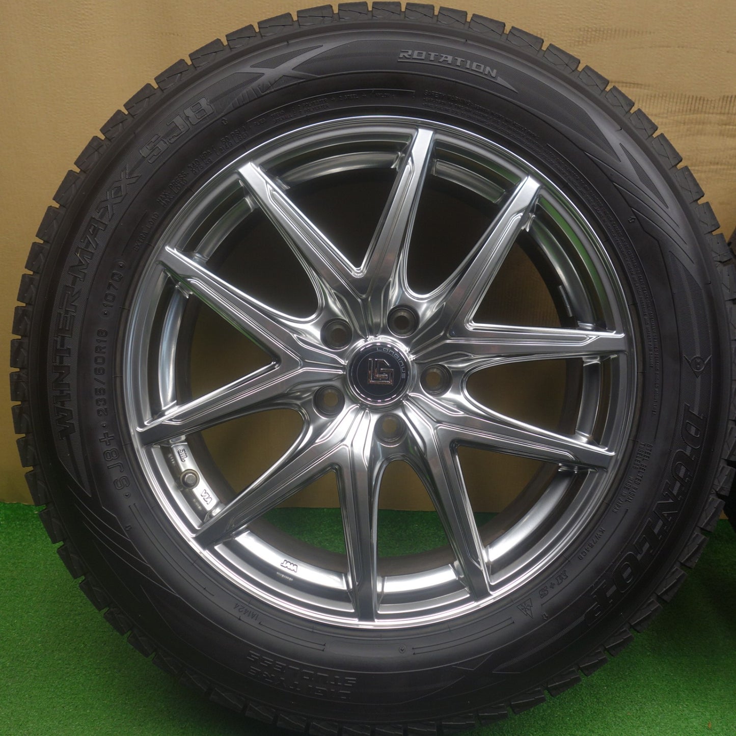 ほぼ未使用！24年！キレイ★スタッドレス 235/60R18 ダンロップ ウインターマックス SJ8 SJ8+ LONGINUS ロンギヌス 18インチ PCD114.3/5H★6041501KTス