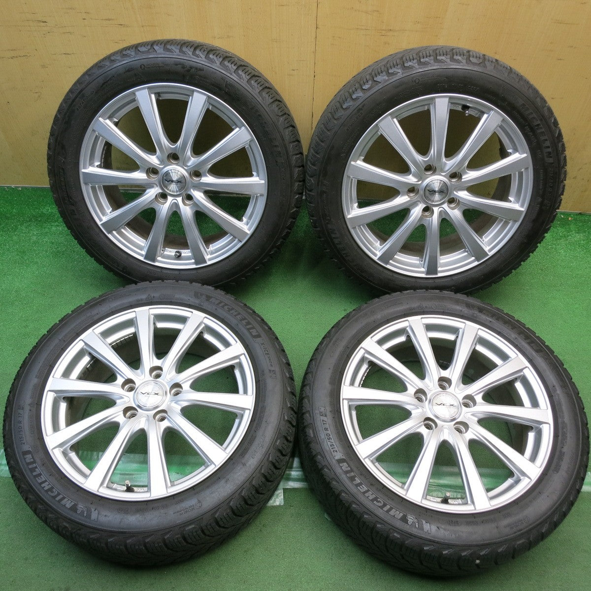 バリ溝！キレイ！9分◎スタッドレス 215/50R17 ミシュラン X-ICE SNOW V.E.X. VEX 社外 アルミ 17インチ PCD114.3/5H◎6091303HAス
