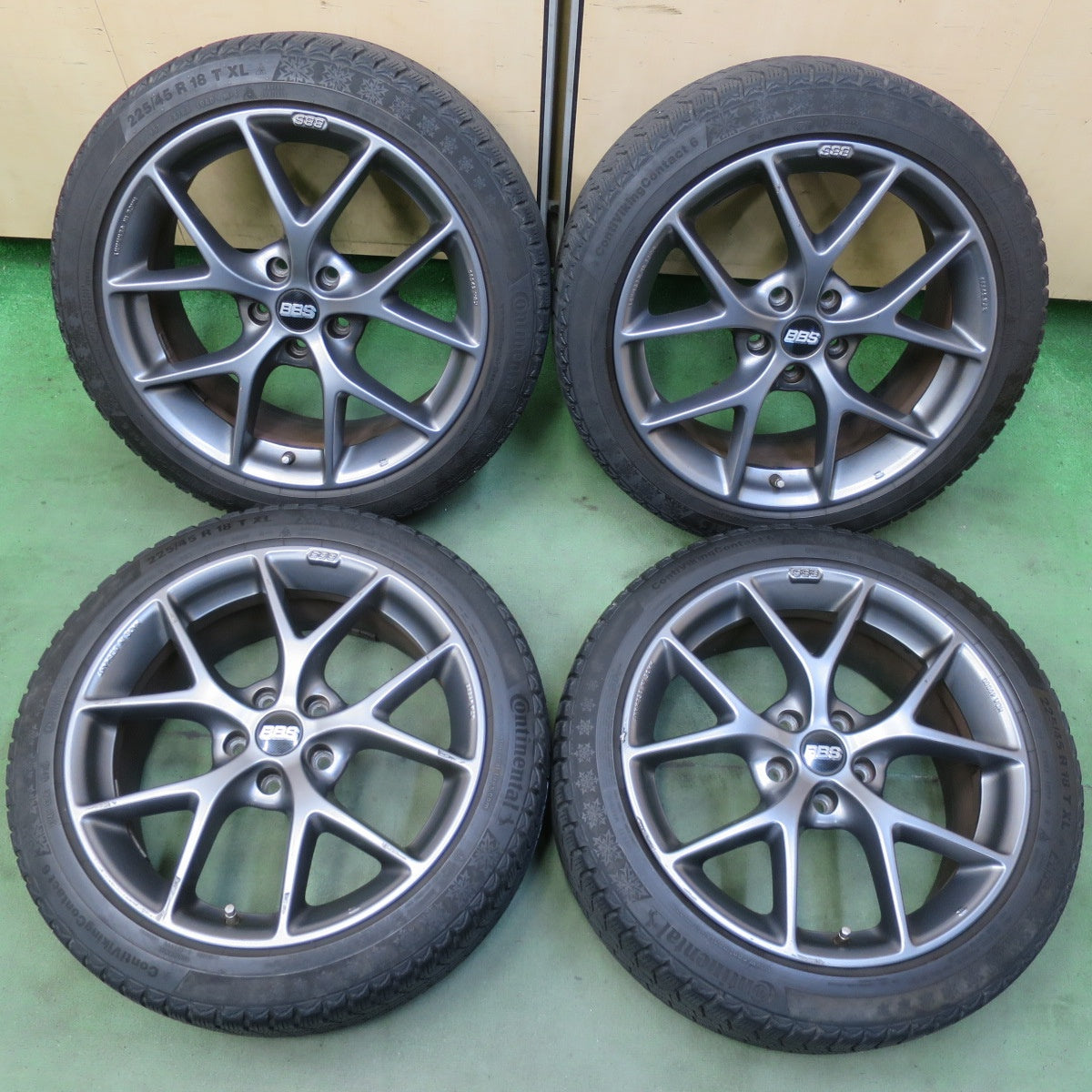 4本価格◎アウディ 等 BBS SR016 225/45R18 スタッドレス コンチネンタル コンチバイキング コンタクト6 18インチ PCD112/5H◎6081909イス