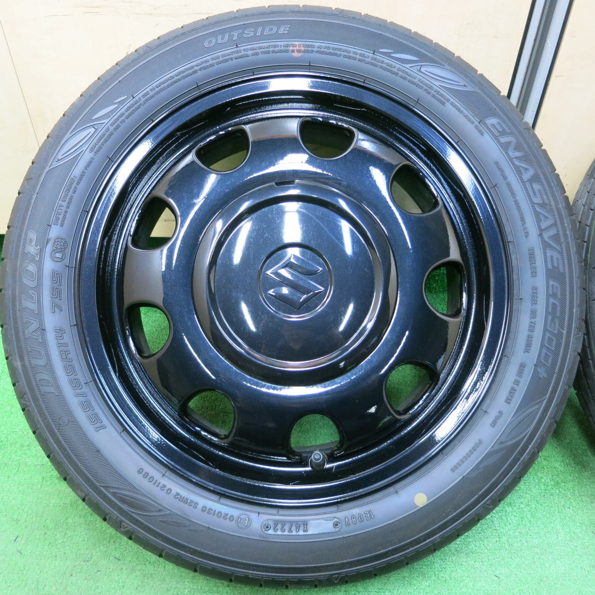 *送料無料* 新車外し！22年★スズキ スペーシア ベース XF 純正 155/65R14 ダンロップ エナセーブ EC300+ 14インチ PCD100/4H★4041110イノ