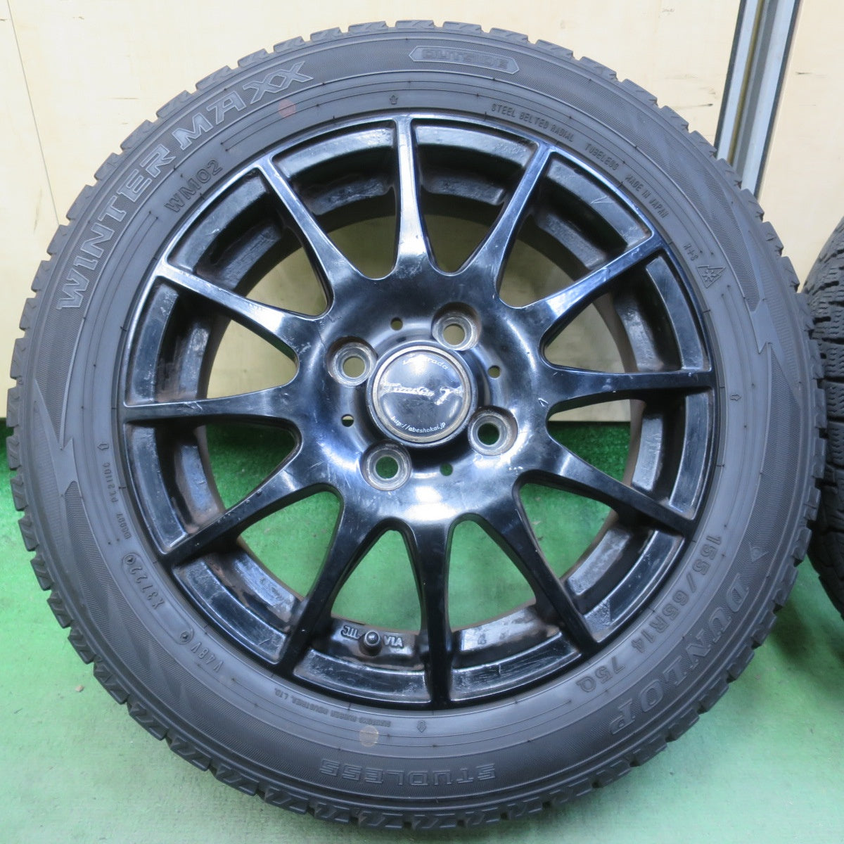 4本価格！22年◎スタッドレス 155/65R14 ダンロップ ウインターマックス WM02 Tirado γ La-Strada 阿部商会 ティラード 14インチ PCD100/4H◎6100603イス