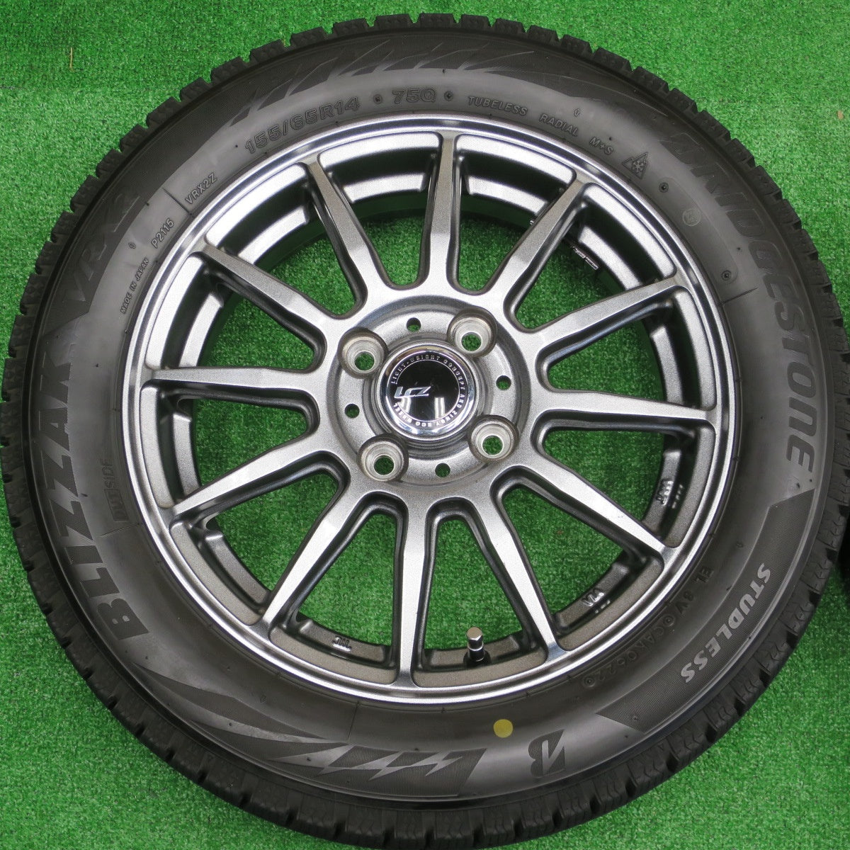 バリ溝！22年！キレイ！ほぼ10分★スタッドレス 155/65R14 ブリヂストン ブリザック VRX2 LCZ 012 社外 アルミ 14インチ PCD100/4H★5112805NKス