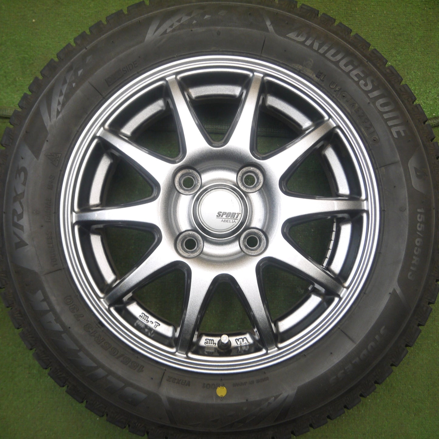 *送料無料* バリ溝！21年！キレイ！9.5分以上★スタッドレス 155/65R13 ブリヂストン ブリザック VRX3 SPORT ABELIA 13インチ PCD100/4H★4032501Hス