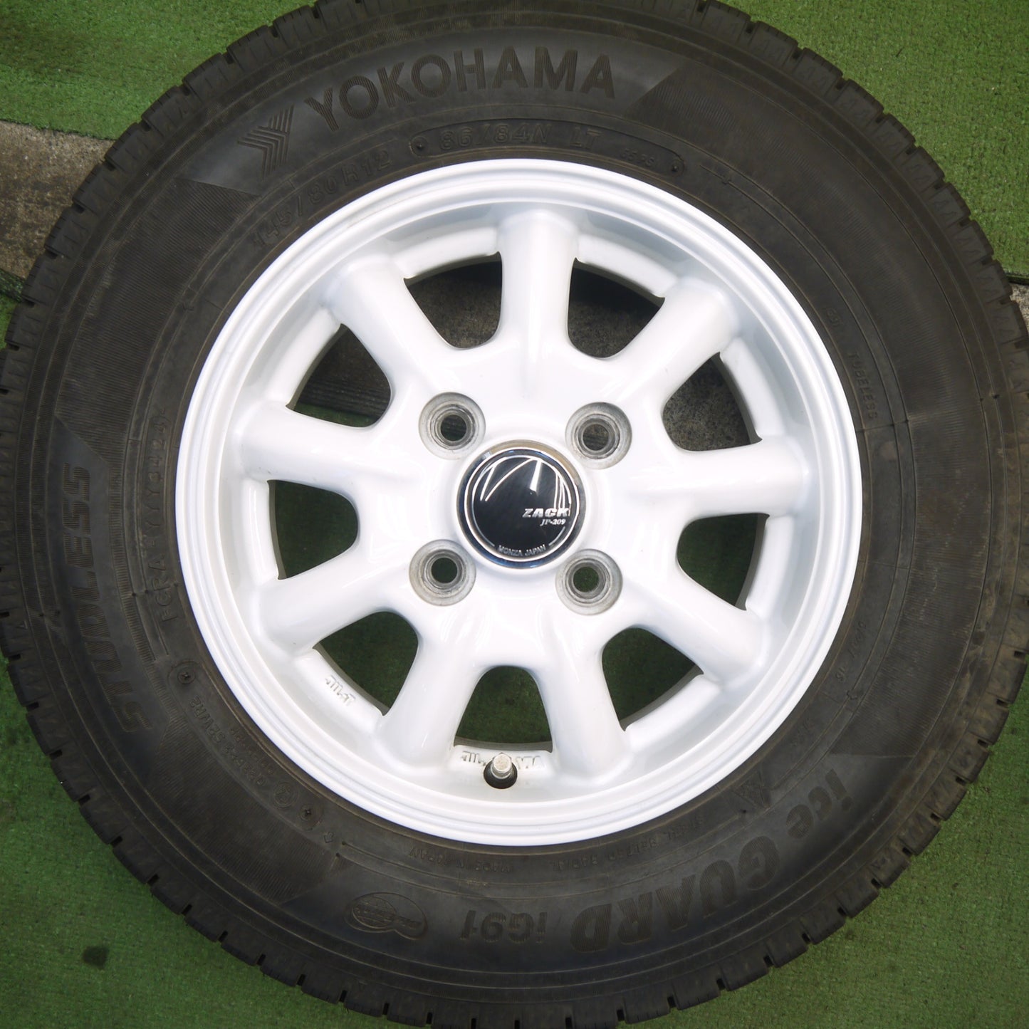 バリ溝！24年！キレイ！9.5分以上◎スタッドレス 145/80R12 86/84N ヨコハマ アイスガード iG91 ZACK JP-209 MONZA ザック モンツァ 12インチ PCD100/4H◎6090110Hス