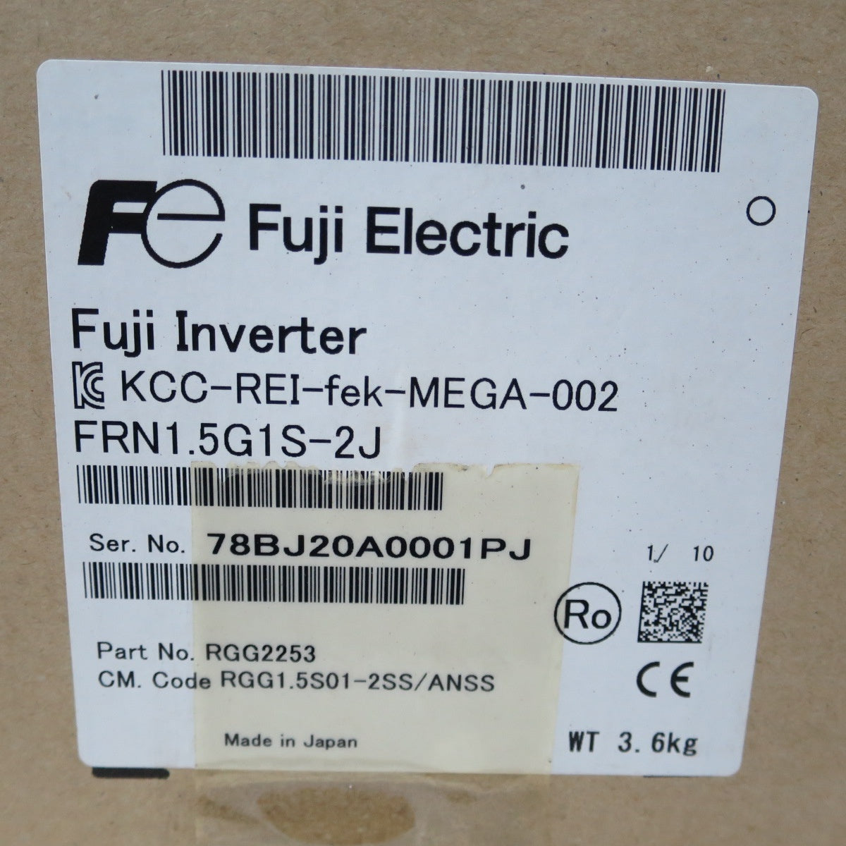 [送料無料] 未使用☆富士電機 高性能 多機能形 インバーター FRN1.5G1S-2J☆