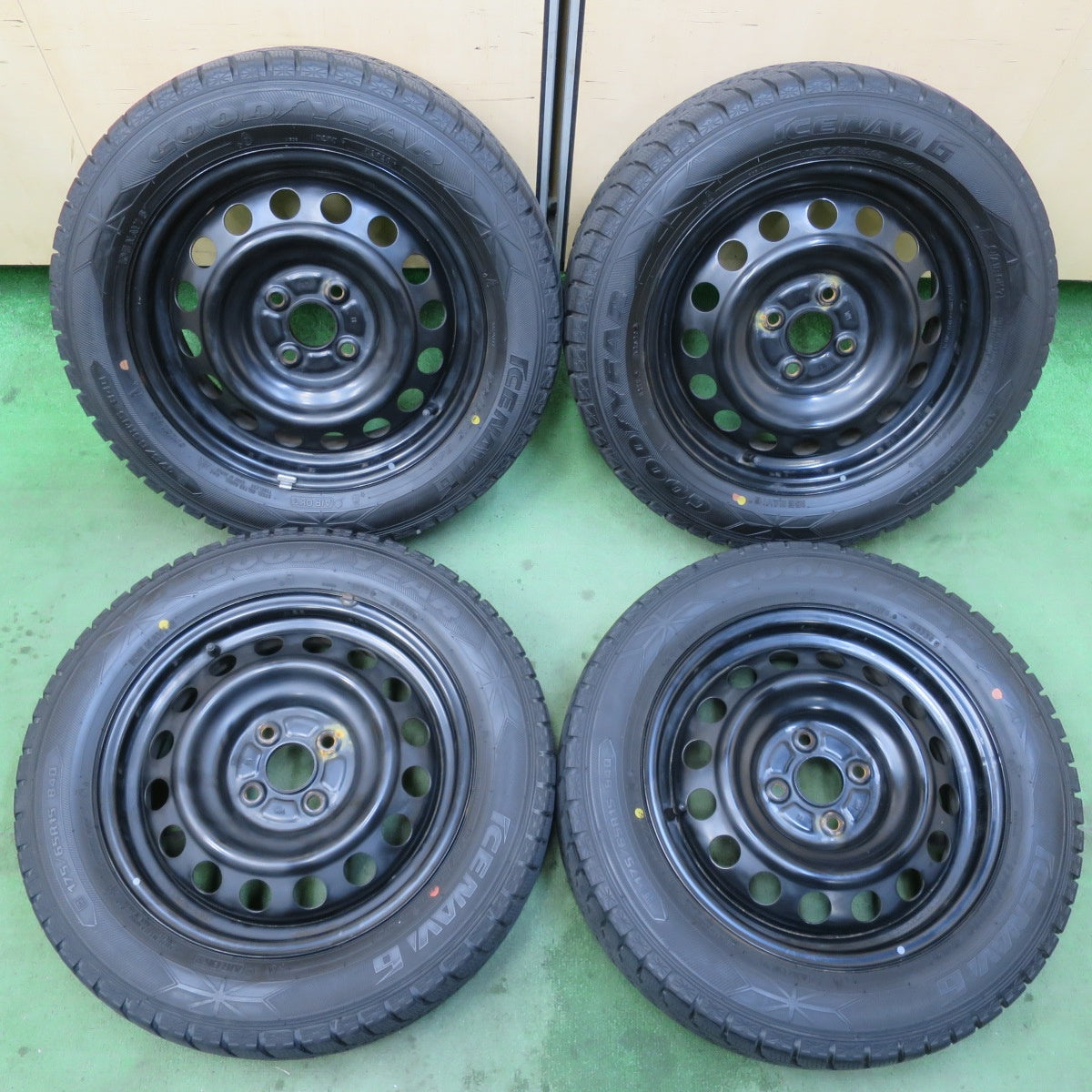 バリ溝！9分★スタッドレス 175/65R15 グッドイヤー アイスナビ6 スチール ホイール 15インチ PCD100/4H★6012004イス