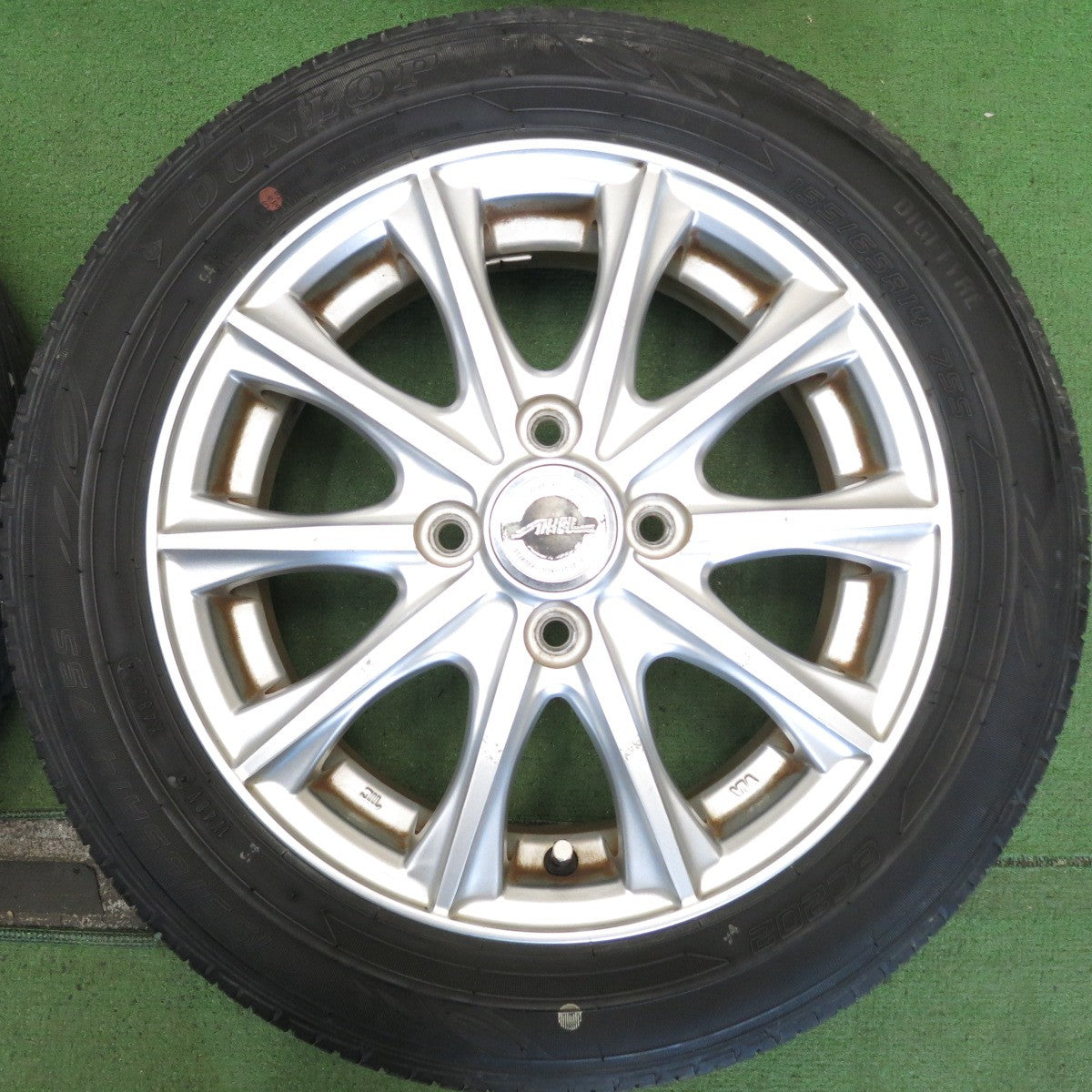 バリ溝！23年！8.5分◎155/65R14 ダンロップ EC202 AXEL アクセル 14インチ PCD100/4H◎6081306HAノ