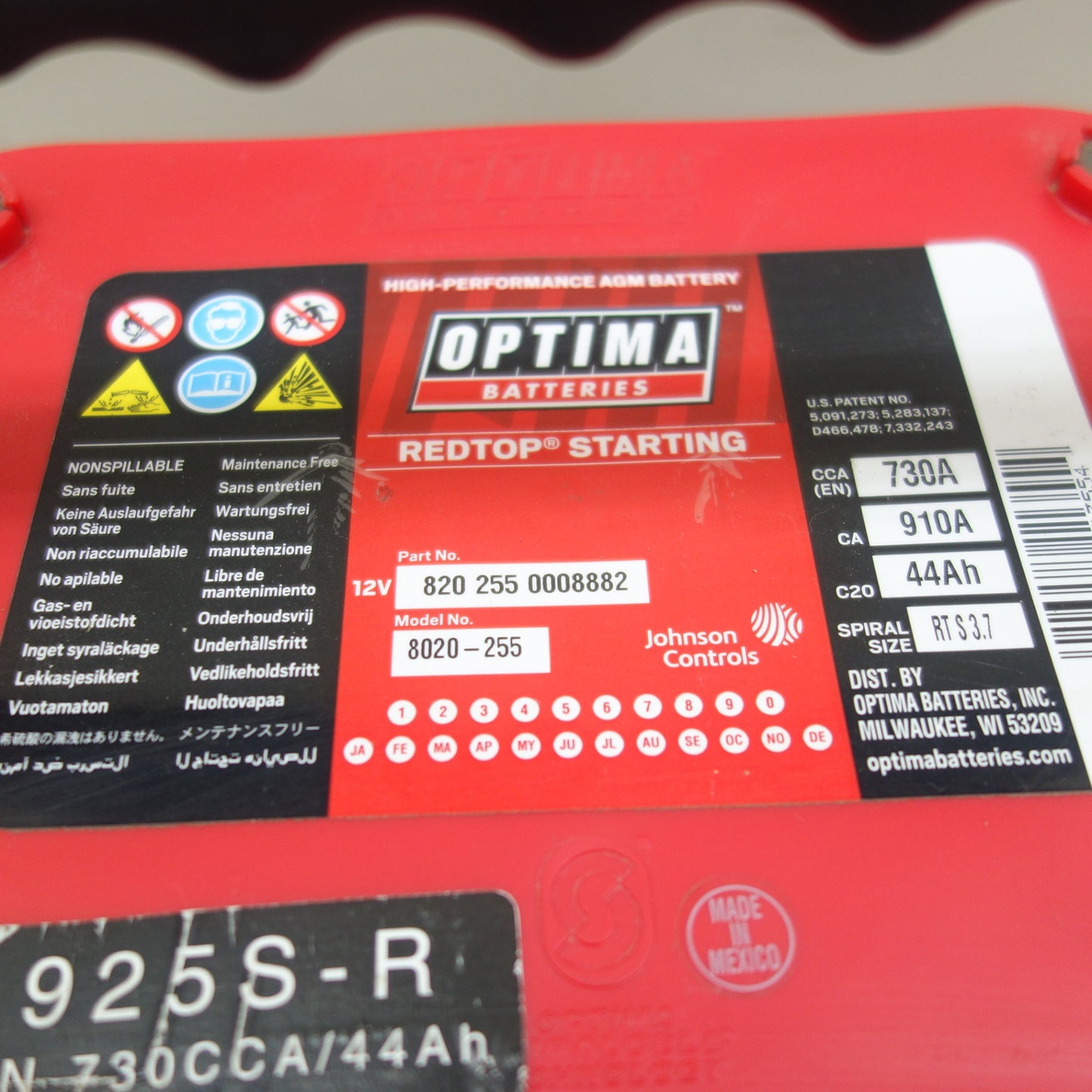 [送料無料] ☆OPTIMA オプティマ バッテリー レッドトップ 8020-255 925S-R EN 730CCA/44Ah RT S 3.7 赤 ジャンク品☆