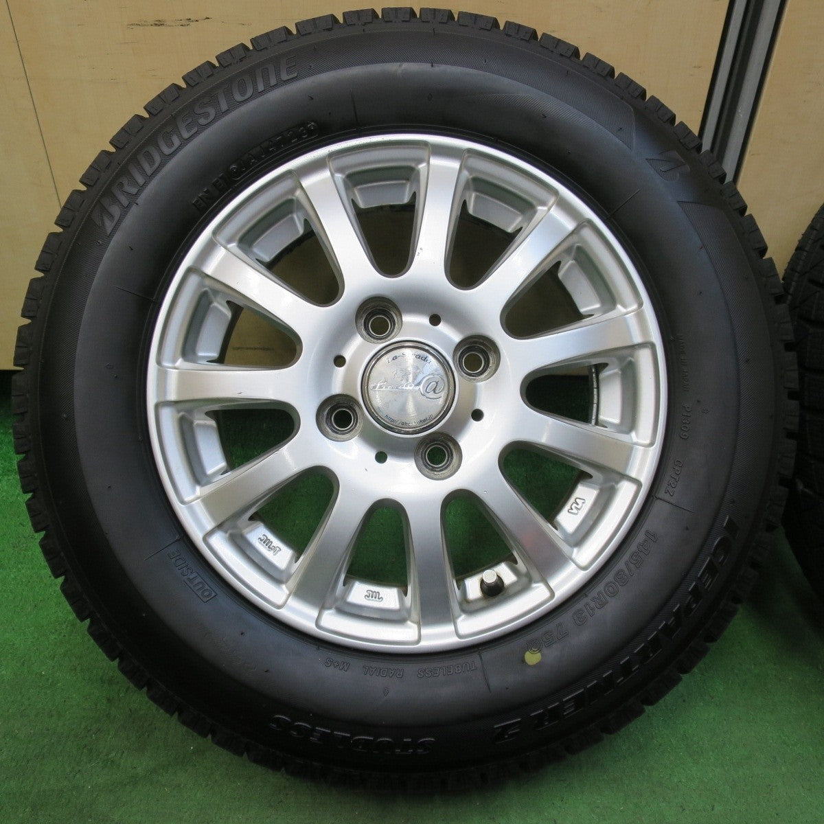 バリ溝！23年！ほぼ10分★スタッドレス 145/80R13 ブリヂストン アイスパートナー2 Tirado＠ La-Strada 阿部商会 ティラード 13インチ PCD100/4H★5012506イス
