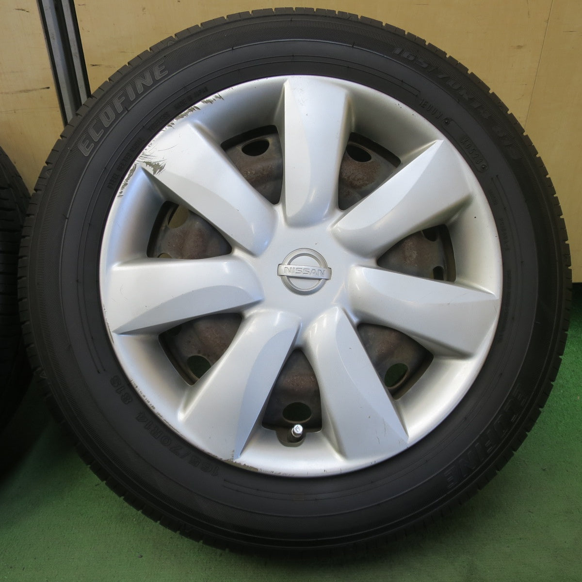 バリ溝！23年！8.5分★日産 K13 マーチ 純正 スチール 165/70R14 ECOFINE エコファイン 14インチ PCD100/4H★6052207イノ