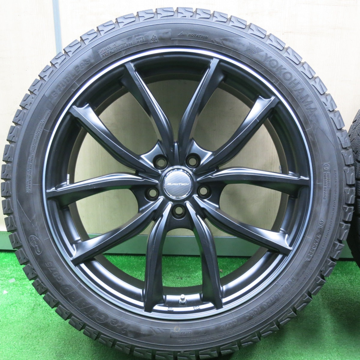 [送料無料] バリ溝！23年！キレイ！9.5分以上★マセラティ レヴァンテ 等 EUROTECH 265/45R20 スタッドレス ヨコハマ アイスガード G075 20インチ ユーロテック PCD114.3/5H★5011802NJス