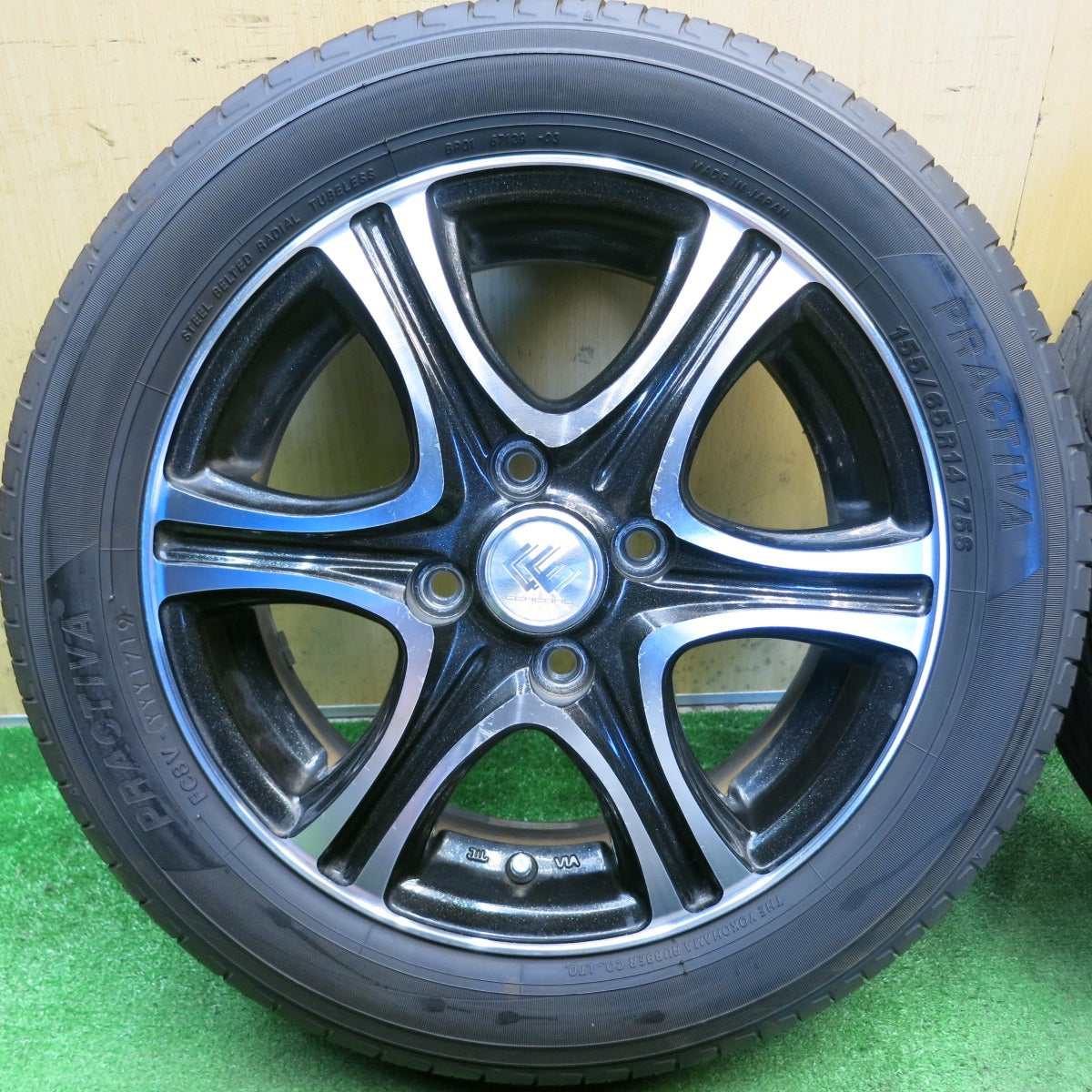 バリ溝！9分◎155/65R14 プラクティバ ヨコハマ 製 CEREBRO セレブロ 14インチ PCD100/4H◎6080602HAノ