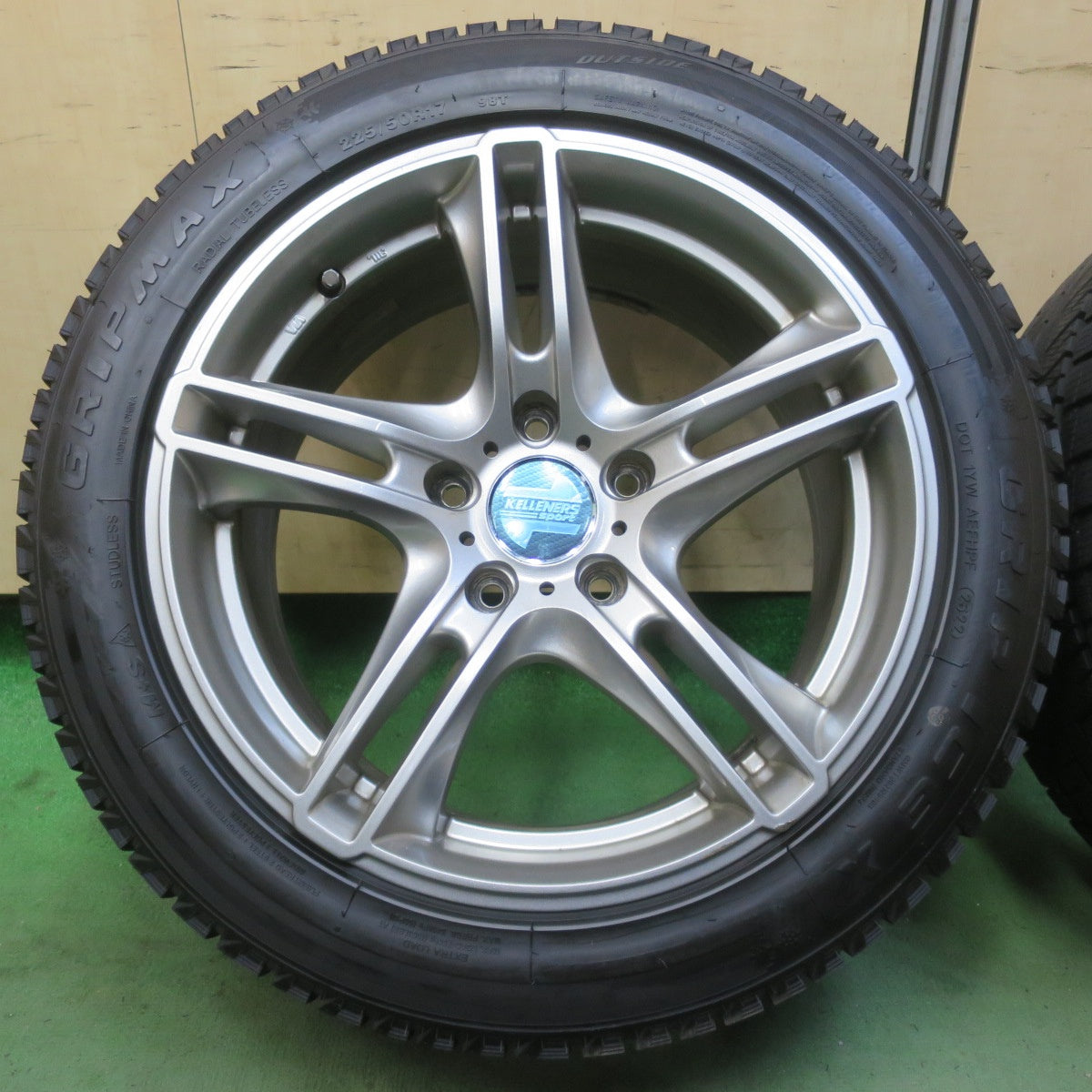 バリ溝！22年！9分★BMW 等 KELLENERS Sport 225/50R17 スタッドレス グリップマックス GRIP ICE X ケレナーズ スポーツ 17インチ PCD120/5H★6060408イス