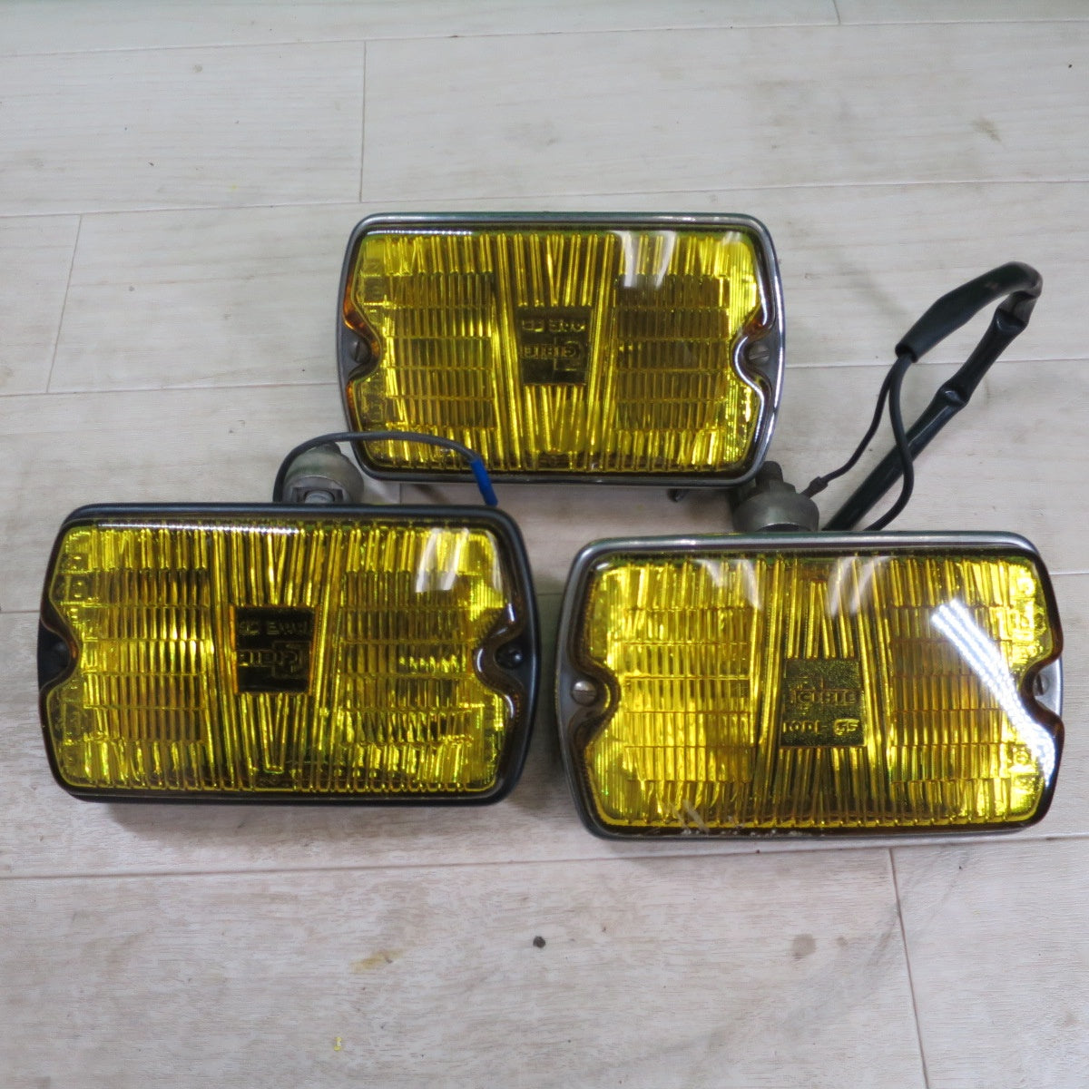 3点まとめ売り☆トヨタ AE86 角型 フォグランプ CIBIE IODE35 イエロー 黄色 旧車 当時物 フォグライト カー パーツ 現状品☆