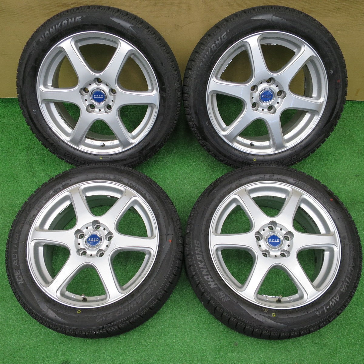 ほぼ未使用！25年★スタッドレス 215/50R17 ナンカン アイスアクティバ AW-1 FEID 社外 アルミ 17インチ PCD114.3/5H★6011402NKス