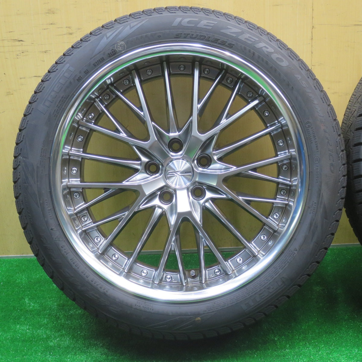 バリ溝！23年！キレイ！9.5分★WORK SCHWERT SG2 245/45R19 スタッドレス ピレリ アイスゼロ アシンメトリコ ワーク シュヴァート 19インチ PCD114.3/5H★5100701NJス
