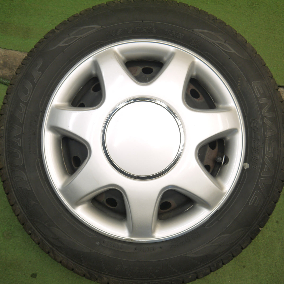 バリ溝！25年！ほぼ10分◎ダイハツ タント ムーヴ ミラ 等 純正 スチール 145/80R13 ダンロップ エナセーブ EC204 13インチ PCD100/4H◎6082801Hノ