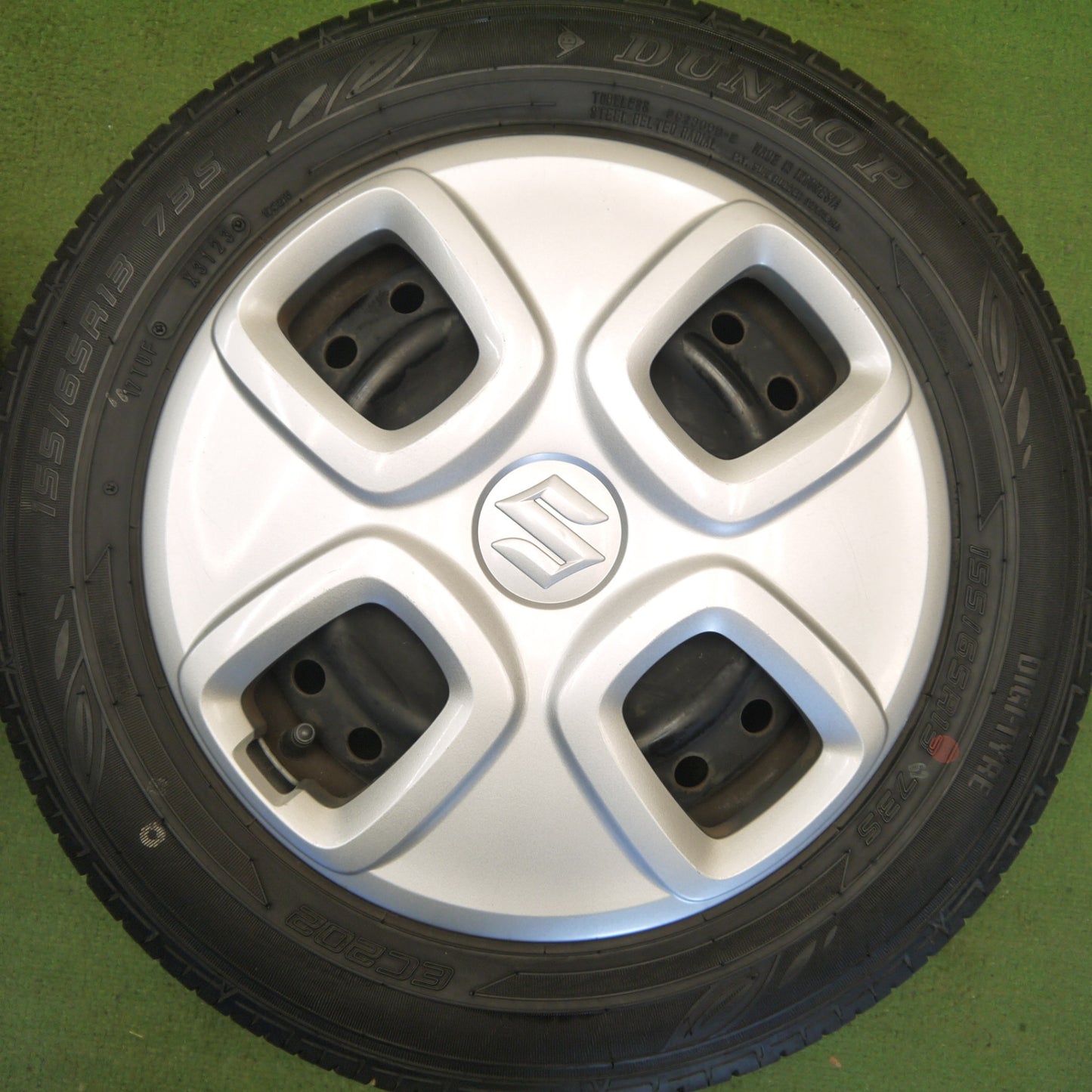 バリ溝！23年！キレイ！8.5分◎スズキ HA36S アルト 純正 スチール 155/65R13 ダンロップ EC202 13インチ PCD100/4H◎6071703Hノ