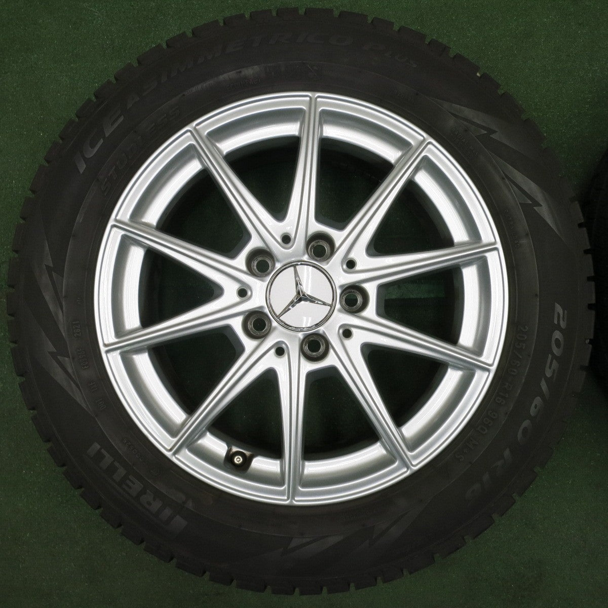 *送料無料* バリ溝！21年！キレイ！9.5分★ベンツ Aクラス W177 純正 205/60R16 スタッドレス ピレリ アイスアシンメトリコ プラス PCD112/5H★4063001NJス