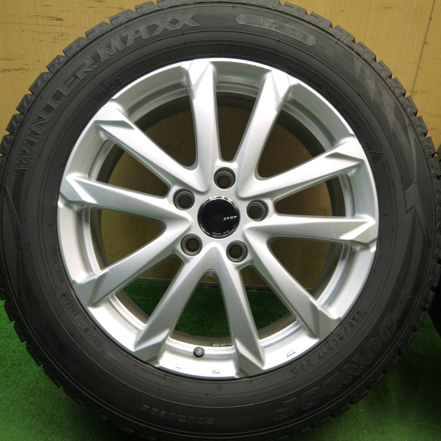 バリ溝！23年！キレイ！9.5分★スタッドレス 225/60R17 ダンロップ ウインターマックス WM02 ZACK JP-325 MONZA ザック 17インチ PCD114.3/5H★5062504Hス