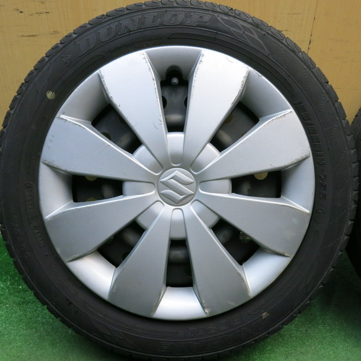 バリ溝！23年！8.5分◎スズキ ワゴンR 純正 スチール 155/65R14 ダンロップ エナセーブ EC204 14インチ PCD100/4H◎6073010HAノ