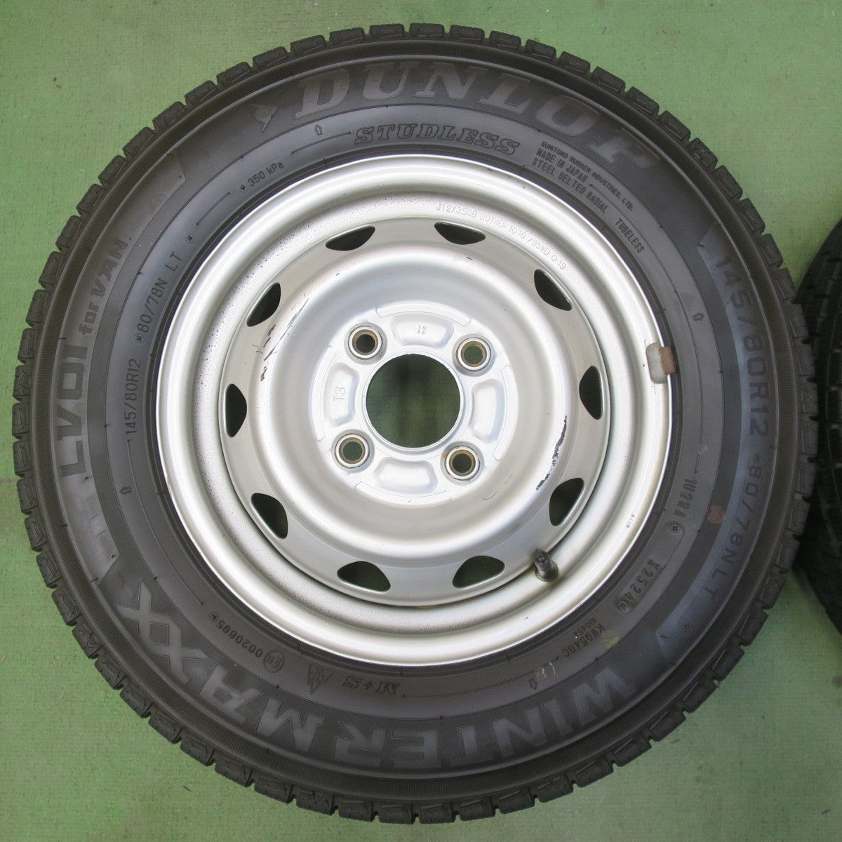 バリ溝！24年！9分◎スタッドレス 145/80R12 80/78N ダンロップ ウインターマックス LV01 for VAN スチール ホイール 12インチ PCD100/4H◎6091103イス