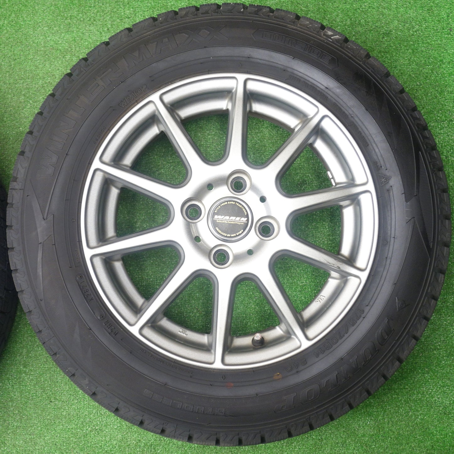 バリ溝！9.5分★スタッドレス 175/70R14 ダンロップ ウインターマックス WM02 WAREN ヴァーレン 14インチ PCD100/4H★6020201KTス