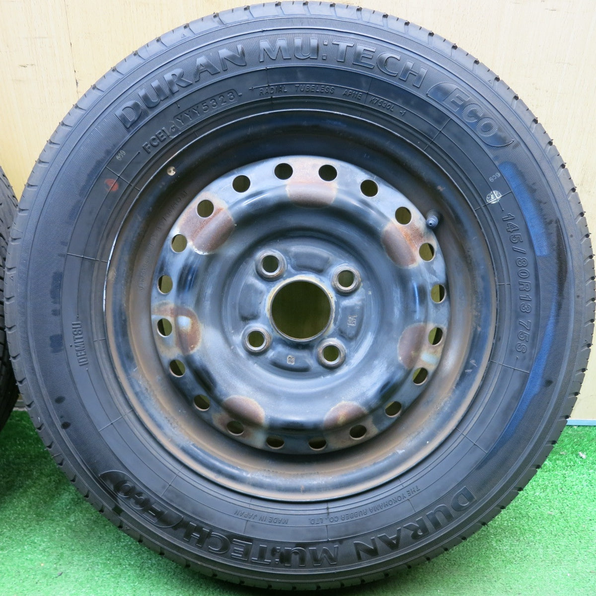バリ溝！23年！8.5分◎145/80R13 デュラン MU:TECH ECO ヨコハマ 製 スチール ホイール 13インチ PCD100/4H◎6082705HAノ