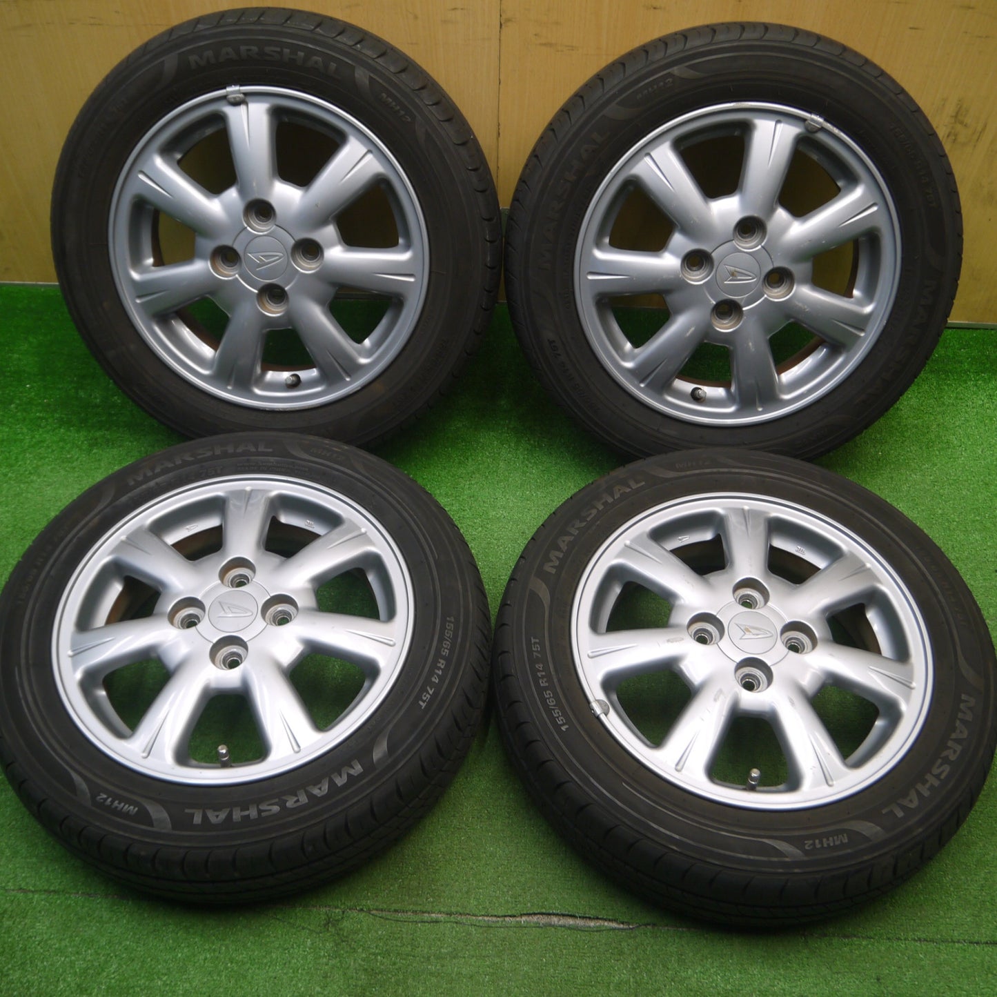 [送料無料] バリ溝！9分★ダイハツ タント ムーヴ 等 純正 155/65R14 マーシャル MH12 14インチ PCD100/4H★4120904Hノ