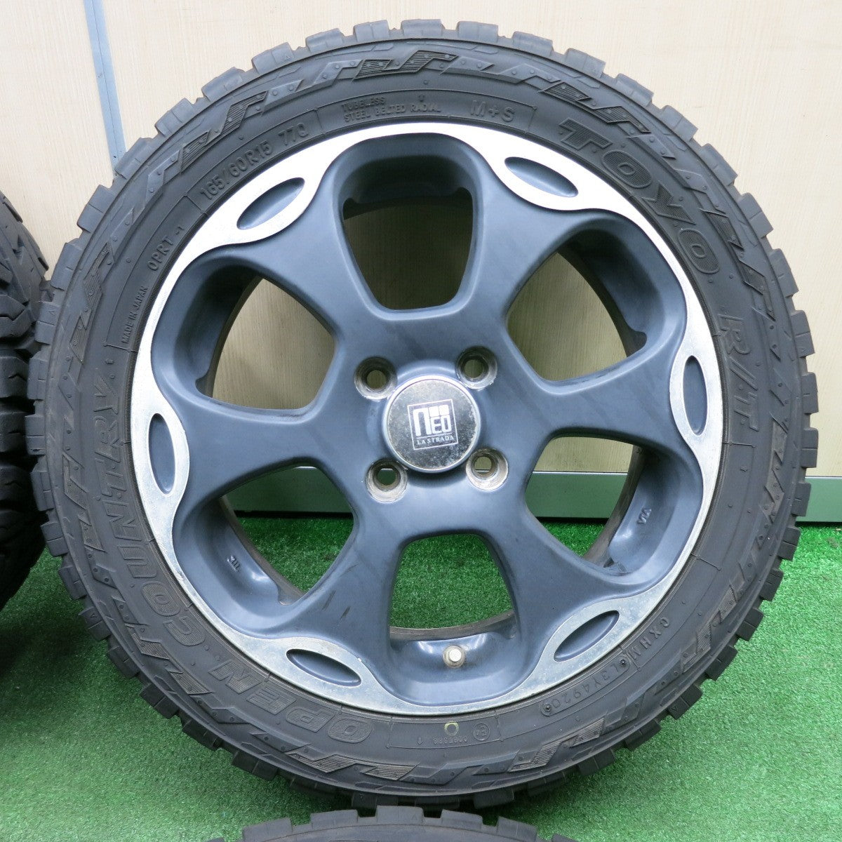 *送料無料* バリ溝！20年！9分★165/60R15 トーヨー R/T オープンカントリー NEO LA STRADA ネオ ラ ストラーダ 14インチ PCD100/4H★4032504TNノ