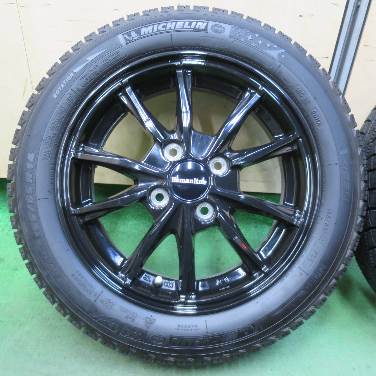 バリ溝！22年！キレイ！ほぼ10分★スタッドレス 155/65R14 ミシュラン X-ICE XI3 Humanline ヒューマンライン 14インチ PCD100/4H★5120904イス