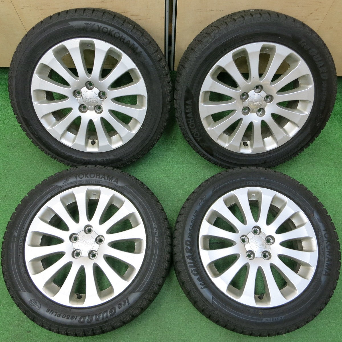*送料無料* バリ溝！9.5分★スバル エクシーガ 純正 205/55R16 スタッドレス ヨコハマ アイスガード iG50 プラス 16インチ PCD100/5H★4052101イス