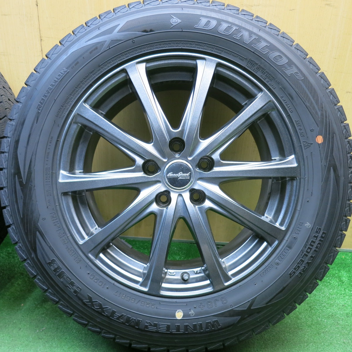 バリ溝！23年！キレイ！9.5分★スタッドレス 225/65R17 ダンロップ ウインターマックス SJ8 SJ8+ EuroSpeed MANARAY SPORT ユーロスピード マナレイ 17インチ PCD114.3/5H★6031508HAス