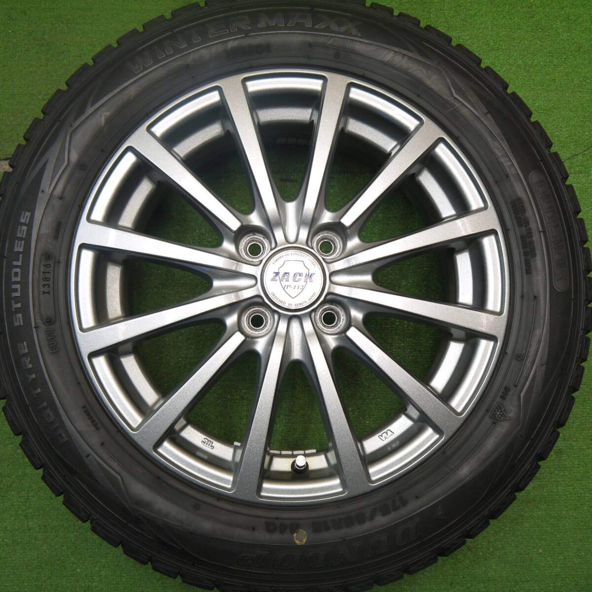バリ溝！キレイ！9.5分★スタッドレス 175/65R15 ダンロップ ウインターマックス WM01 ZACK JP-112 MONZA ザック 15インチ PCD100/4H★5032809Hス
