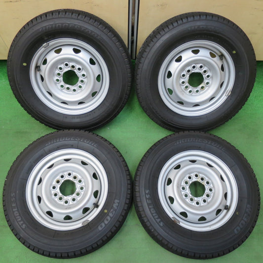 [送料無料] バリ溝！22年！キレイ！9.5分★スタッドレス 145/80R12 80/78N ブリヂストン W300 スチール ホイール 12インチ PCD 100 110 114.3/4H マルチ★5011307イス