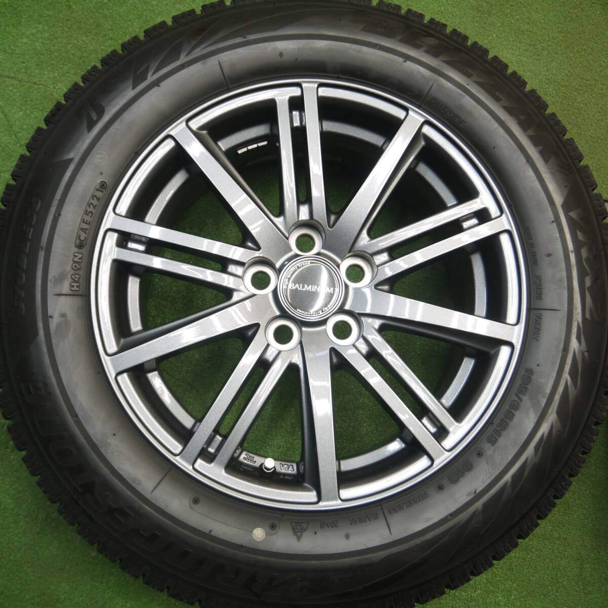バリ溝！21年！キレイ！9分★プリウス 等 195/65R15 スタッドレス ブリヂストン ブリザック VRX2 BALMINUM バルミナ 15インチ PCD100/5H★5021213Hス