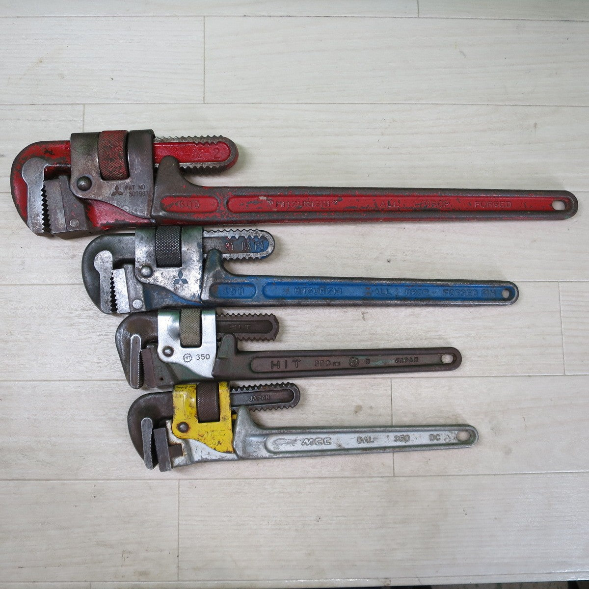 [送料無料] 4点まとめ売り☆パイプレンチ 三菱 600 450 HIT ヒット 350mm MCC DAL 350 DC 工具 道具 ハンドツール☆