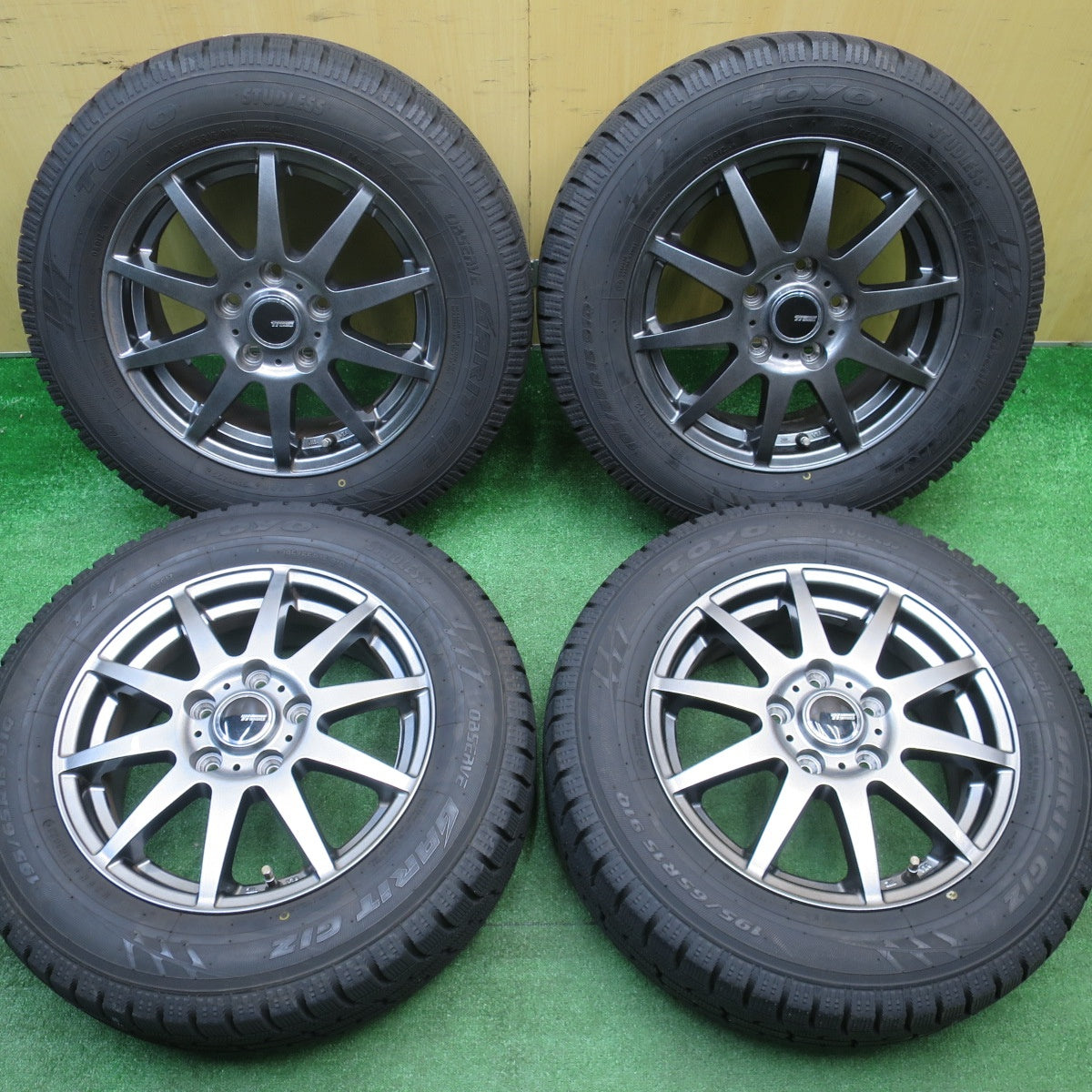 バリ溝！22年！キレイ！9.5分★スタッドレス 195/65R15 トーヨー オブザーブ ガリット GIZ Ti WHEELS 15インチ PCD114.3/5H★5111902NJス