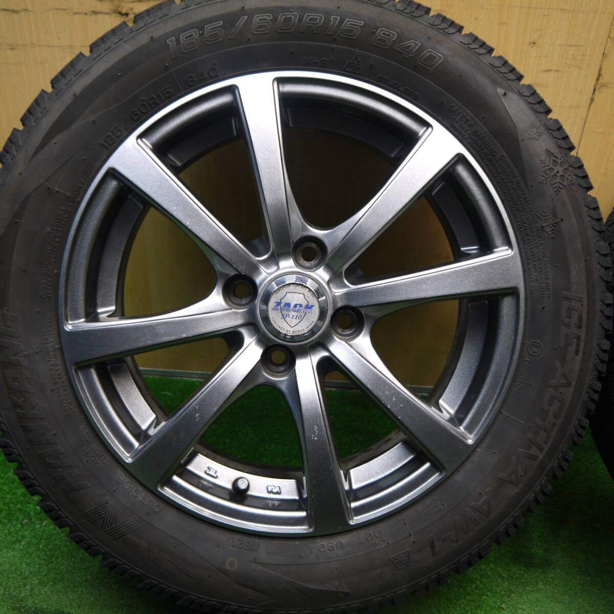 バリ溝！21年！9分★スタッドレス 185/60R15 ナンカン アイスアクティバ AW-1 ZACK JP-110 MONZA ザック 15インチ PCD100/4H★5040802Hス