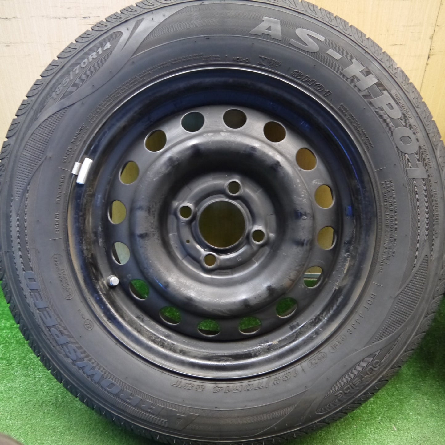 バリ溝！22年！9分★185/70R14 アロースピード AS-HP01 スチール ホイール 14インチ PCD100/4H★6032706Hノ