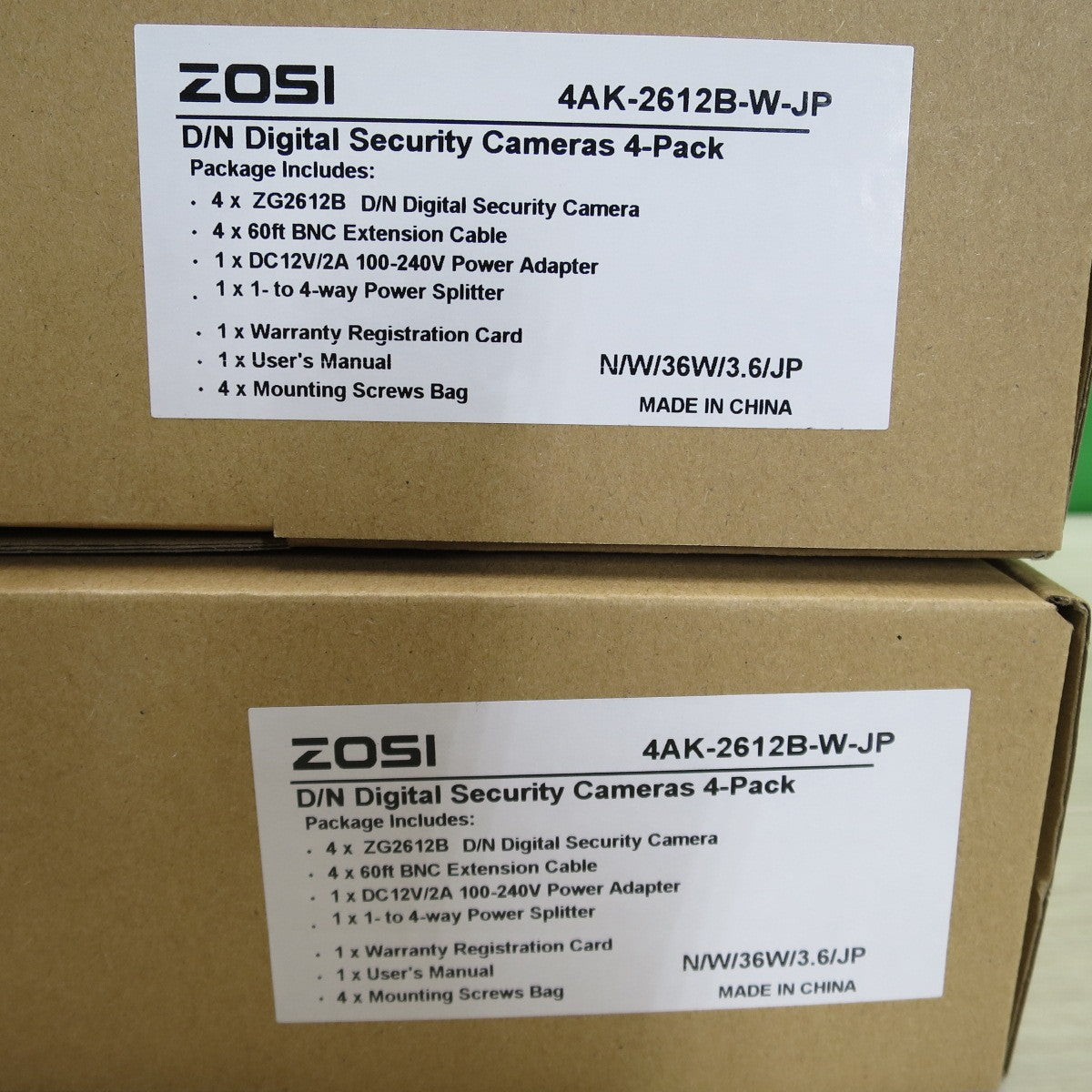 ●複数在庫有●[送料無料] 未使用☆ゾシ ZOSI 防犯 カメラ セット (8台カメラ＋DVR 録画機) 8FN-261W8-00-JP / 4AK-2612B-W-JP 4個入り ×2箱 / 1AR-08FN00-JP☆