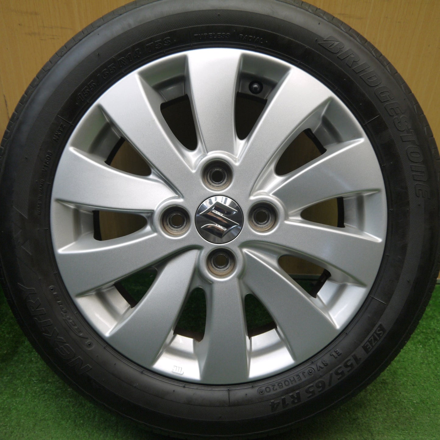 キレイ★スズキ MK32S スペーシア カスタム 純正 155/65R14 ブリヂストン ネクストリー エコピア 14インチ PCD100/4H★6022502Hノ